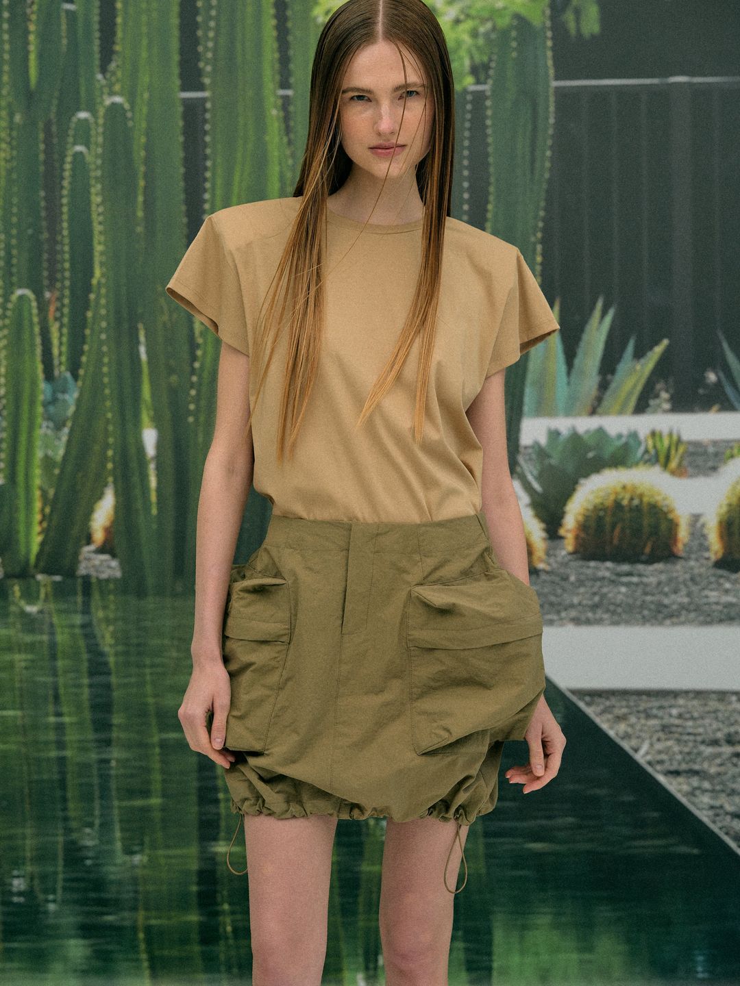 Utility Cargo Skirt, Khaki Grey #8