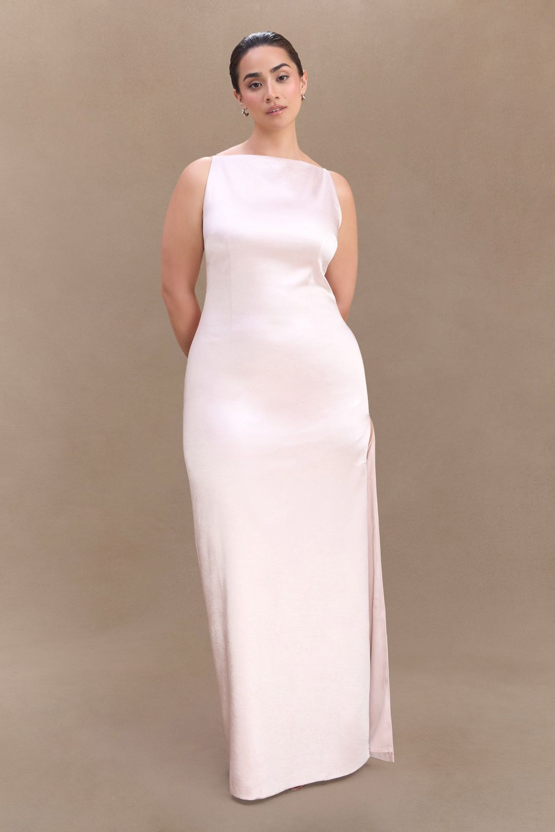 Violet Sleeveless Satin Maxi Dress - Soft Pink #5