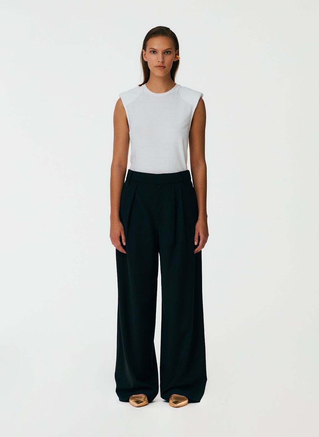 Tropical Wool Stella Pant with Removable Ankle Bands