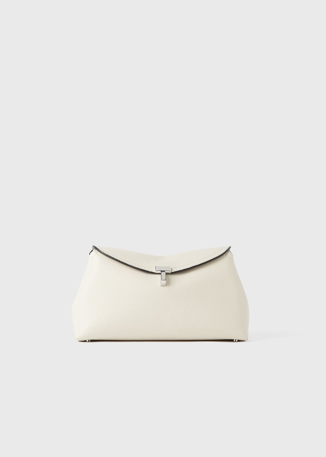 T-lock grained-leather clutch milk #9