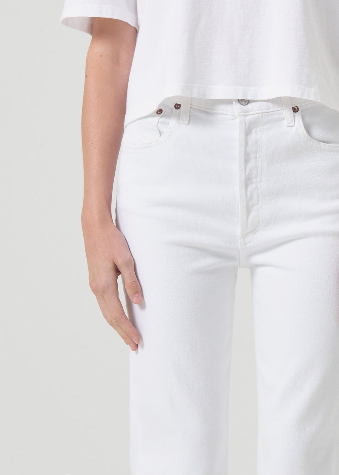 Riley High Rise Straight Crop (Stretch) in Sour Cream #5