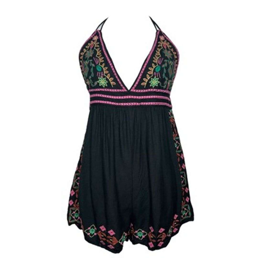 Urban Outfitters Floral Black and Purple Romper #9