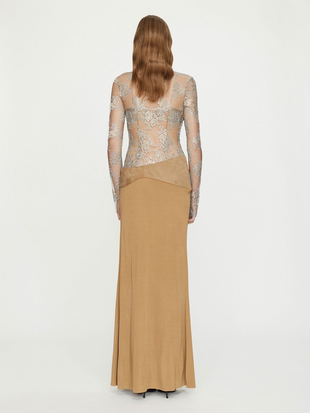 Sèpienne Lace Suede Belted Jersey Gown #4