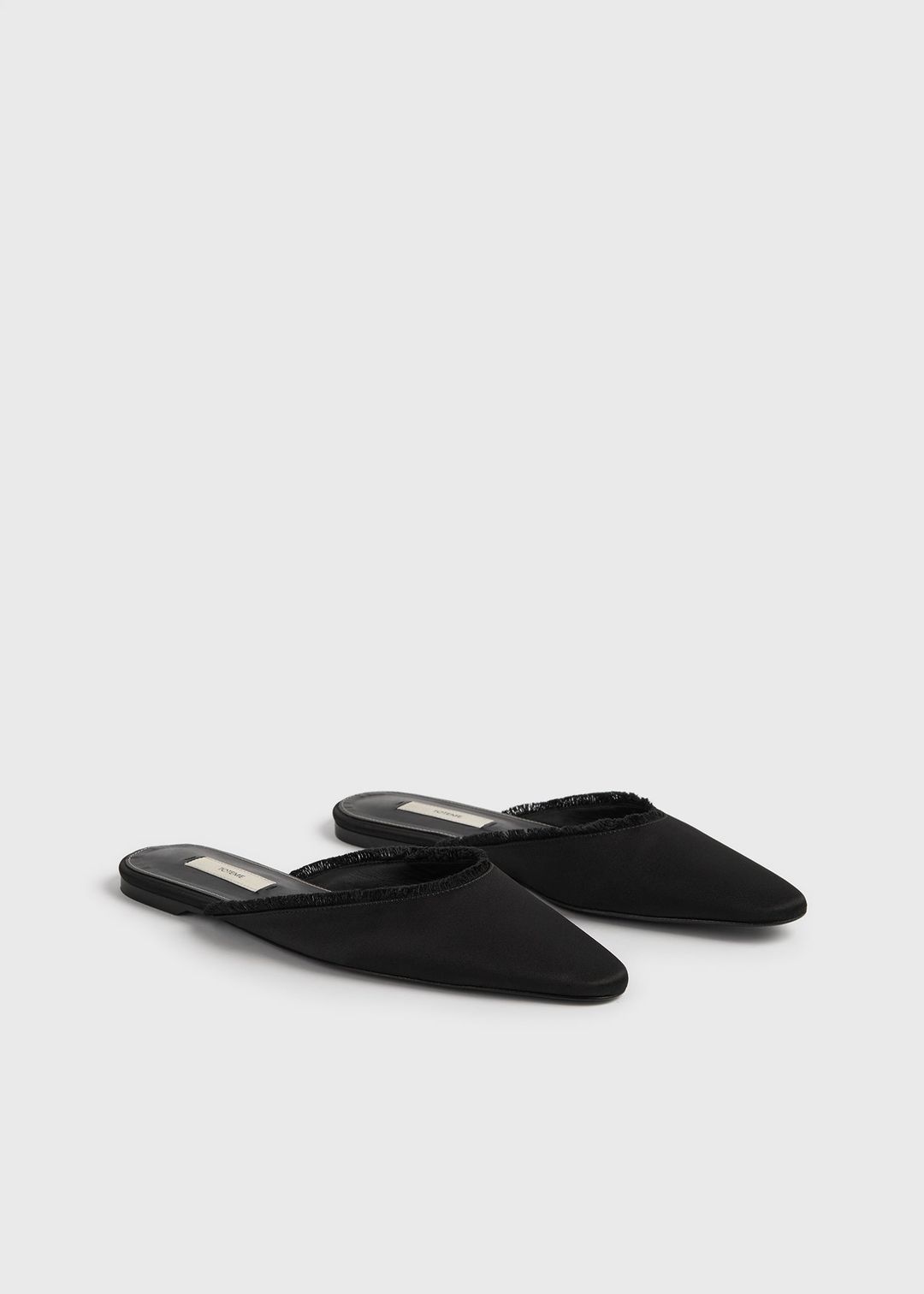 Frayed satin lounge slippers black #7