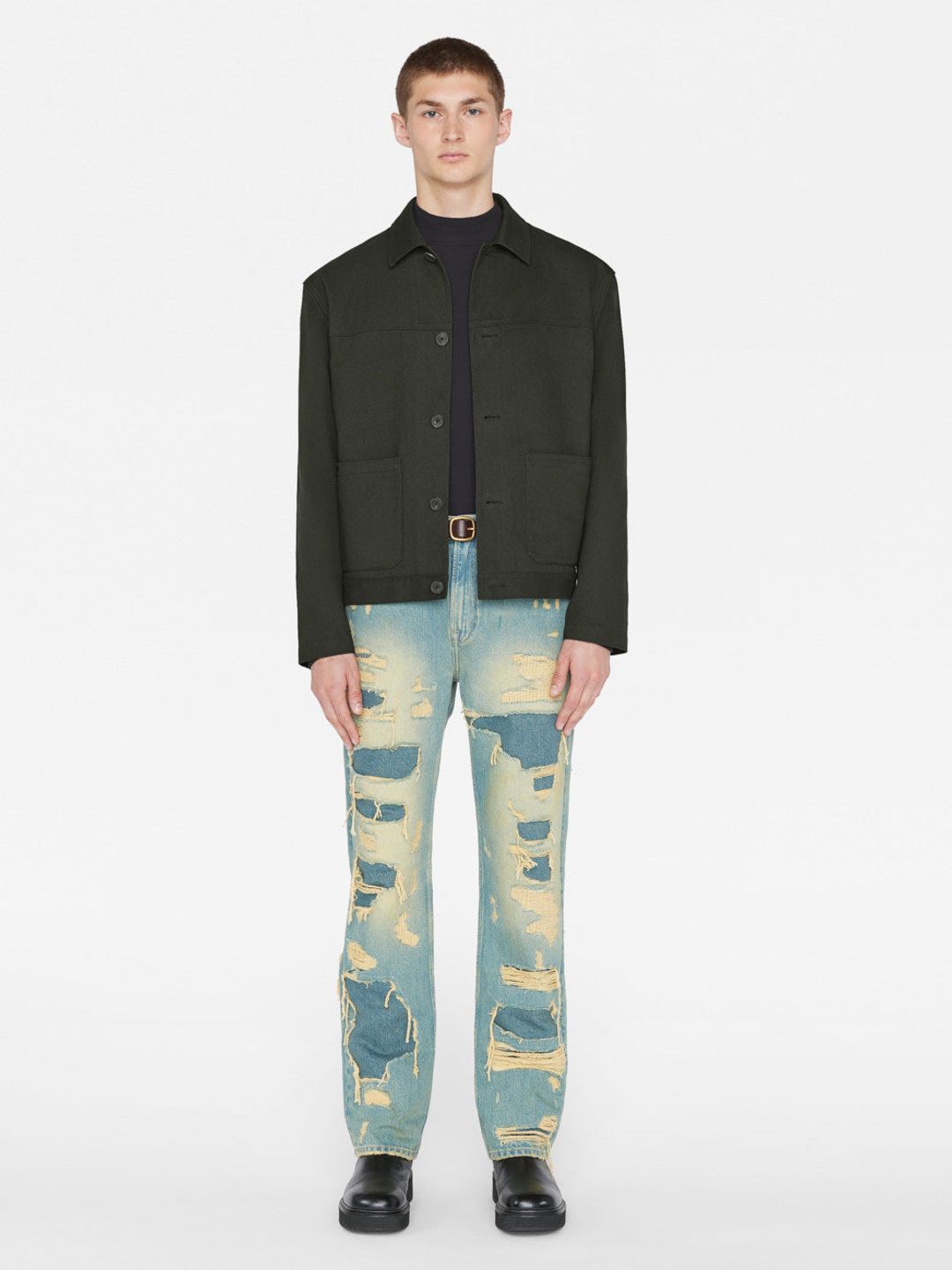 Lined Cotton Trucker Jacket -- Charcoal Grey