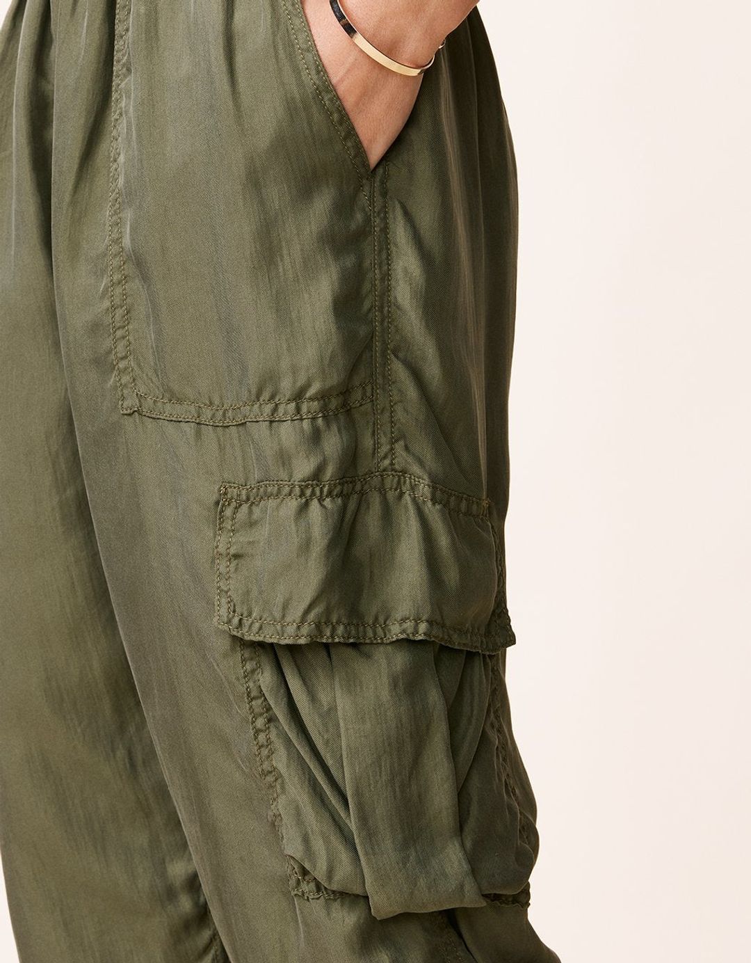 Washable silk cargo pant in Olive #5