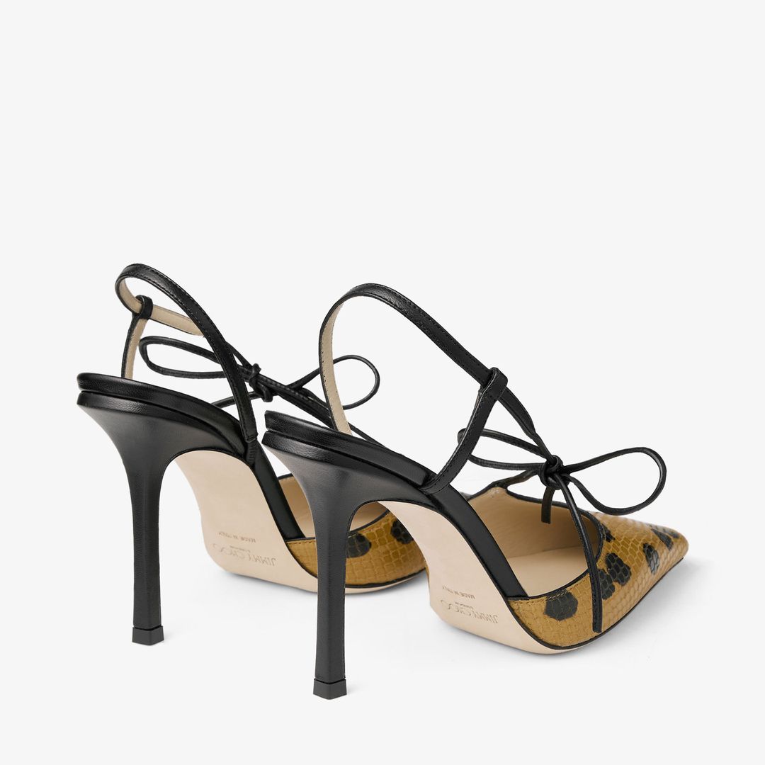Spotted Elaphe-Printed Leather Sandal with Knot Detail #6