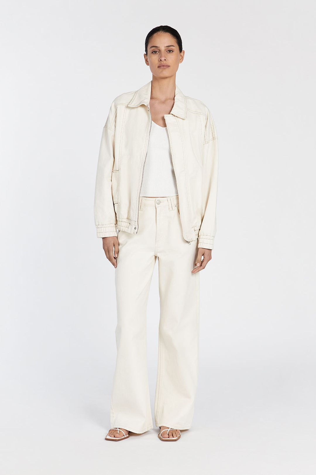 MABEL CREAM DENIM BOMBER JACKET #5