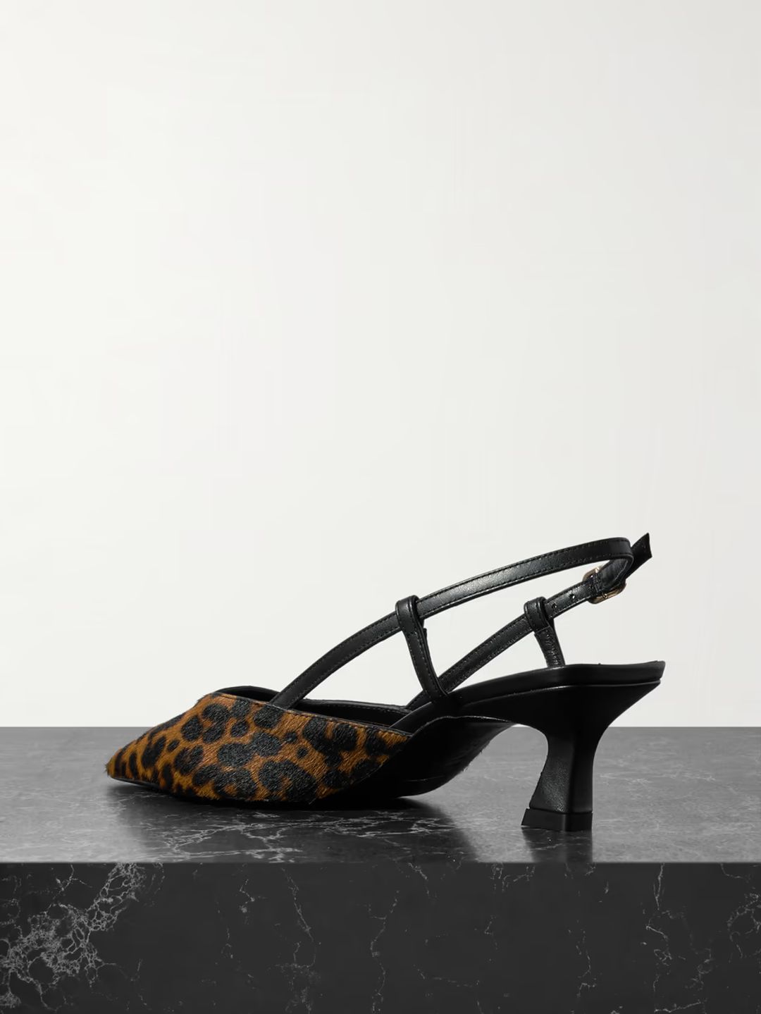 Vinnie leather-trimmed leopard-print calf hair slingback pumps #3