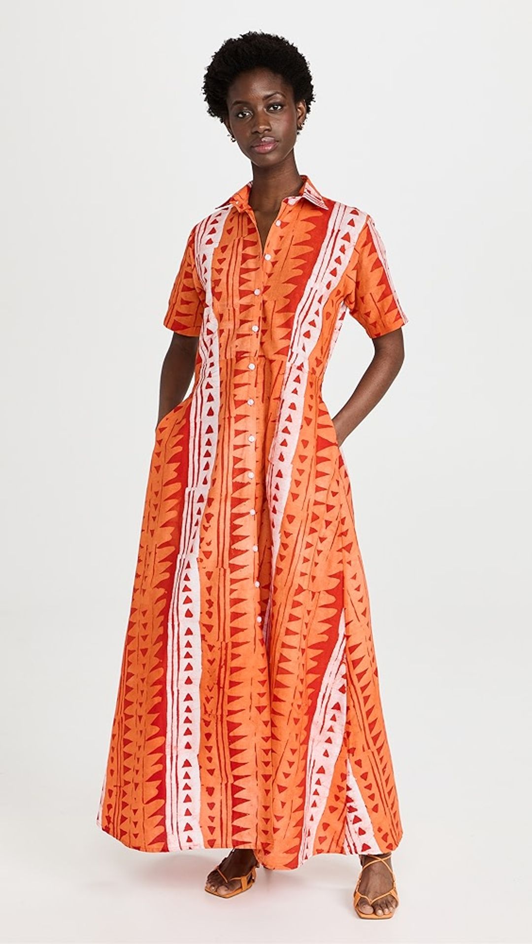 Orange Masquerade Long Shirt Dress #4