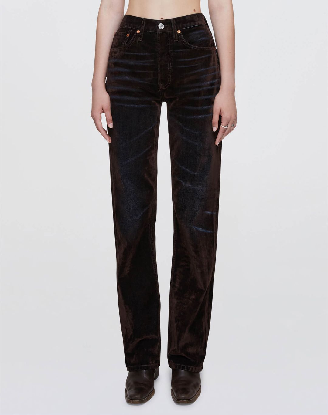 90s High Rise Loose - Brown Flocked #3