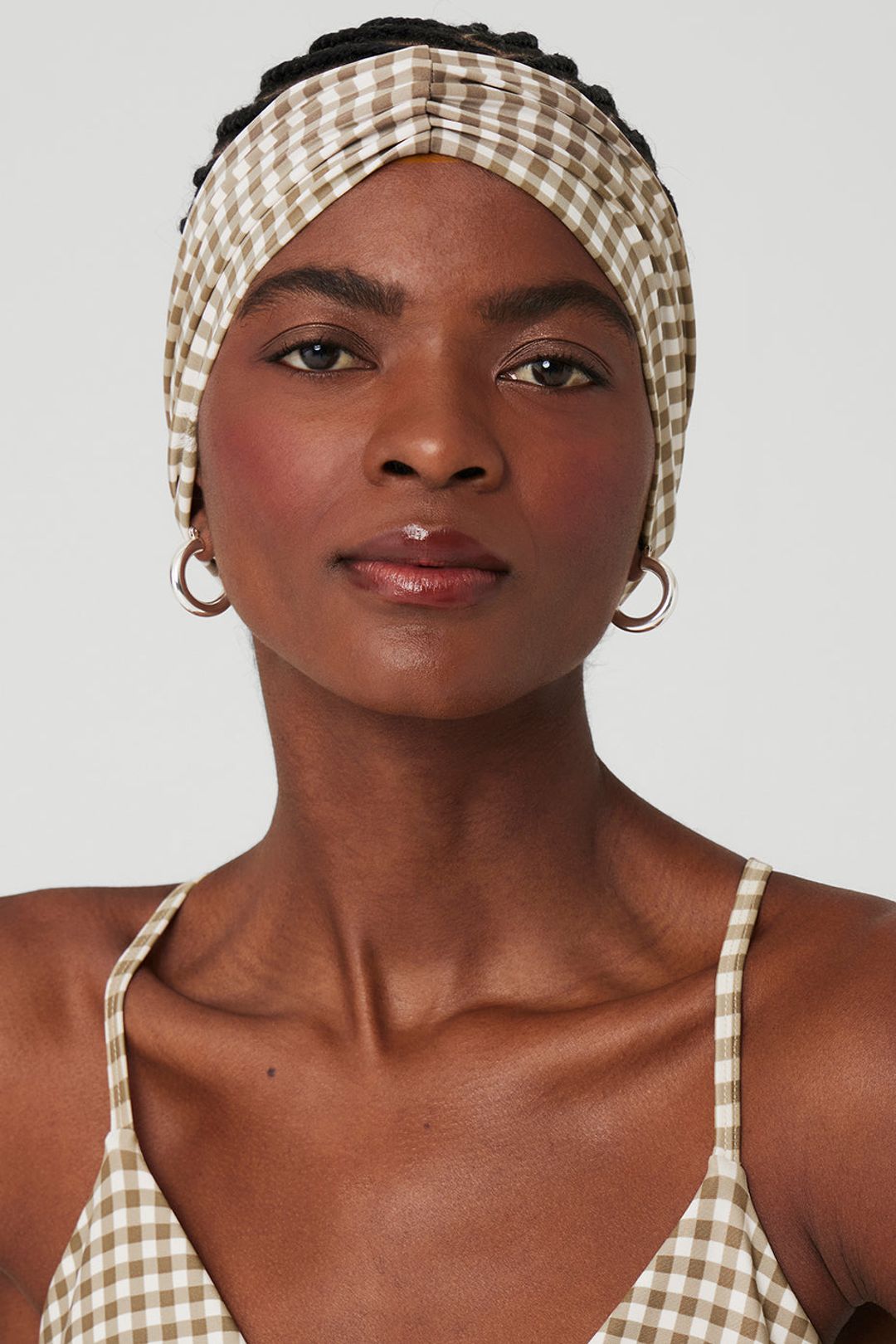 Airlift Gingham Headband - Macadamia #3