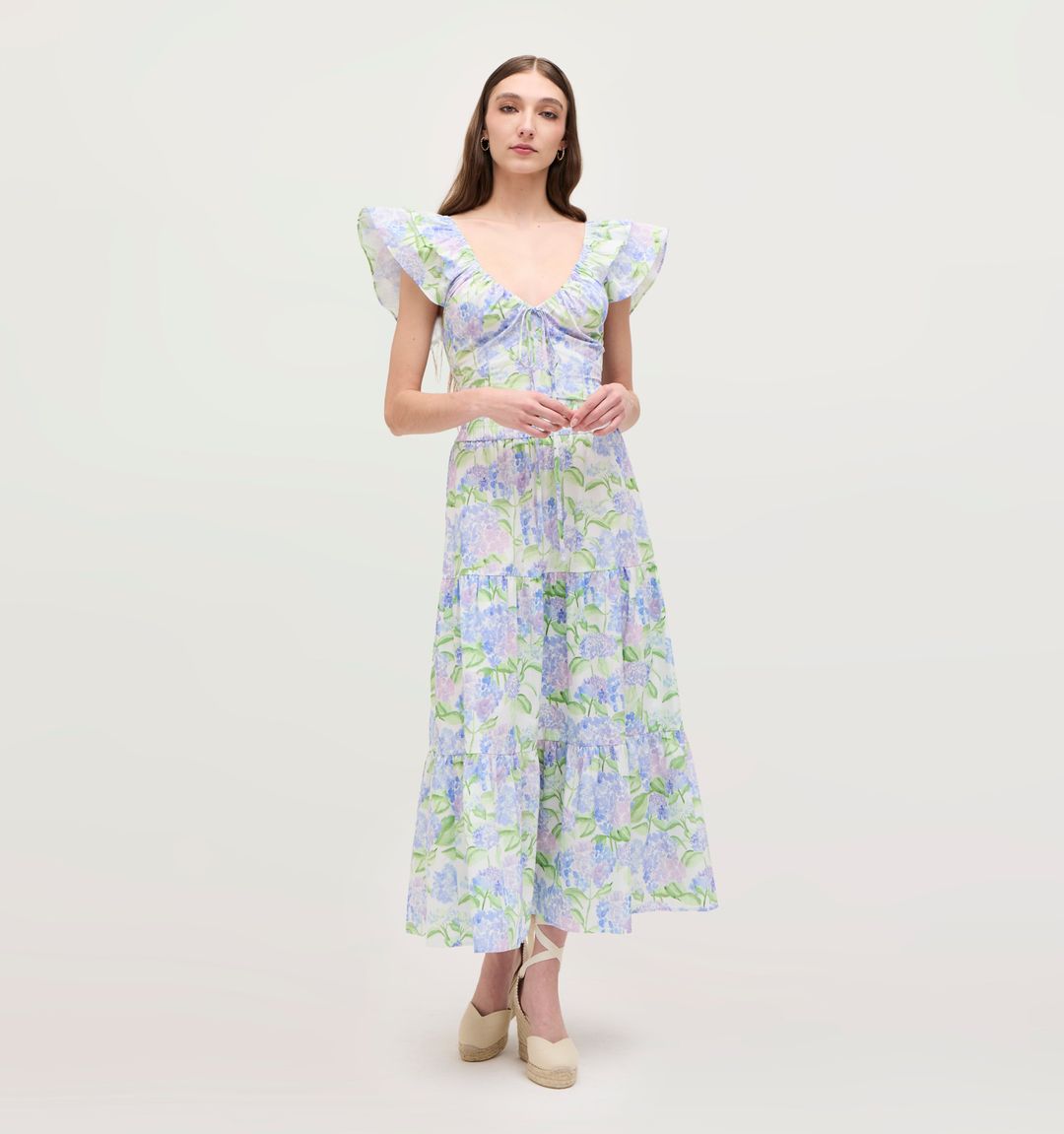 The Florence Nap Skirt - Blue Hydrangea Cotton #2