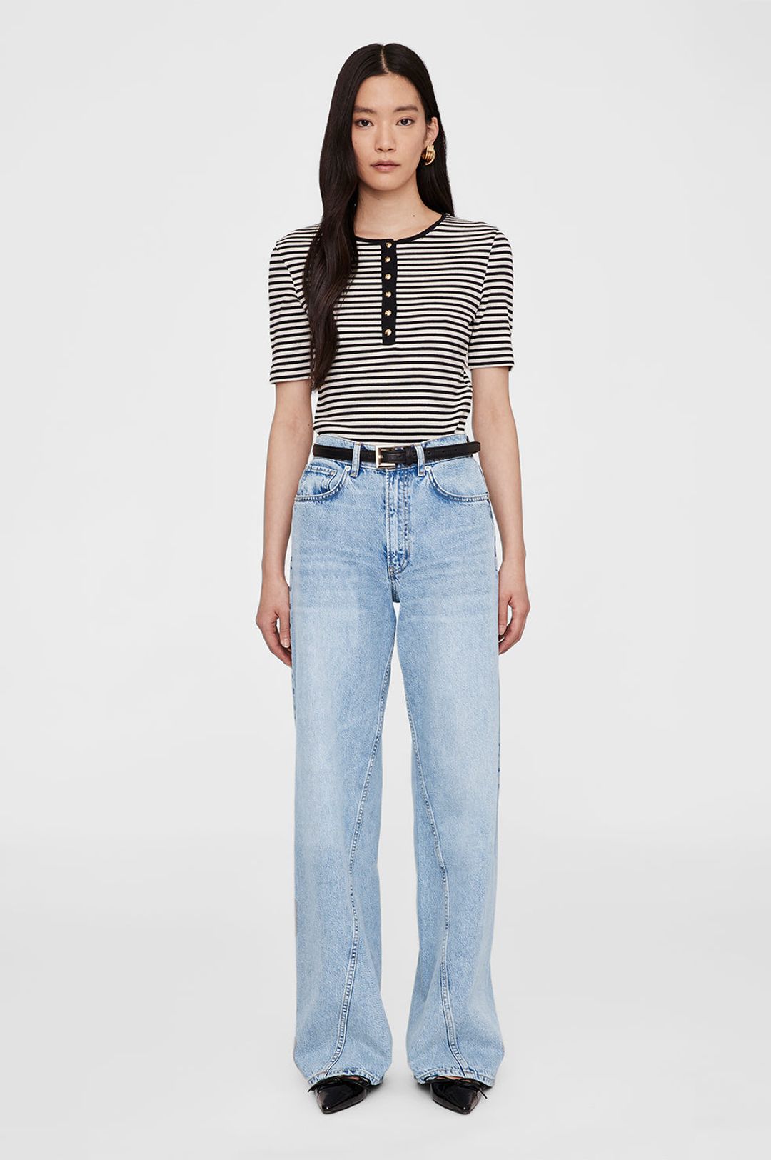 Alessia Tee - Cream And Black Stripe