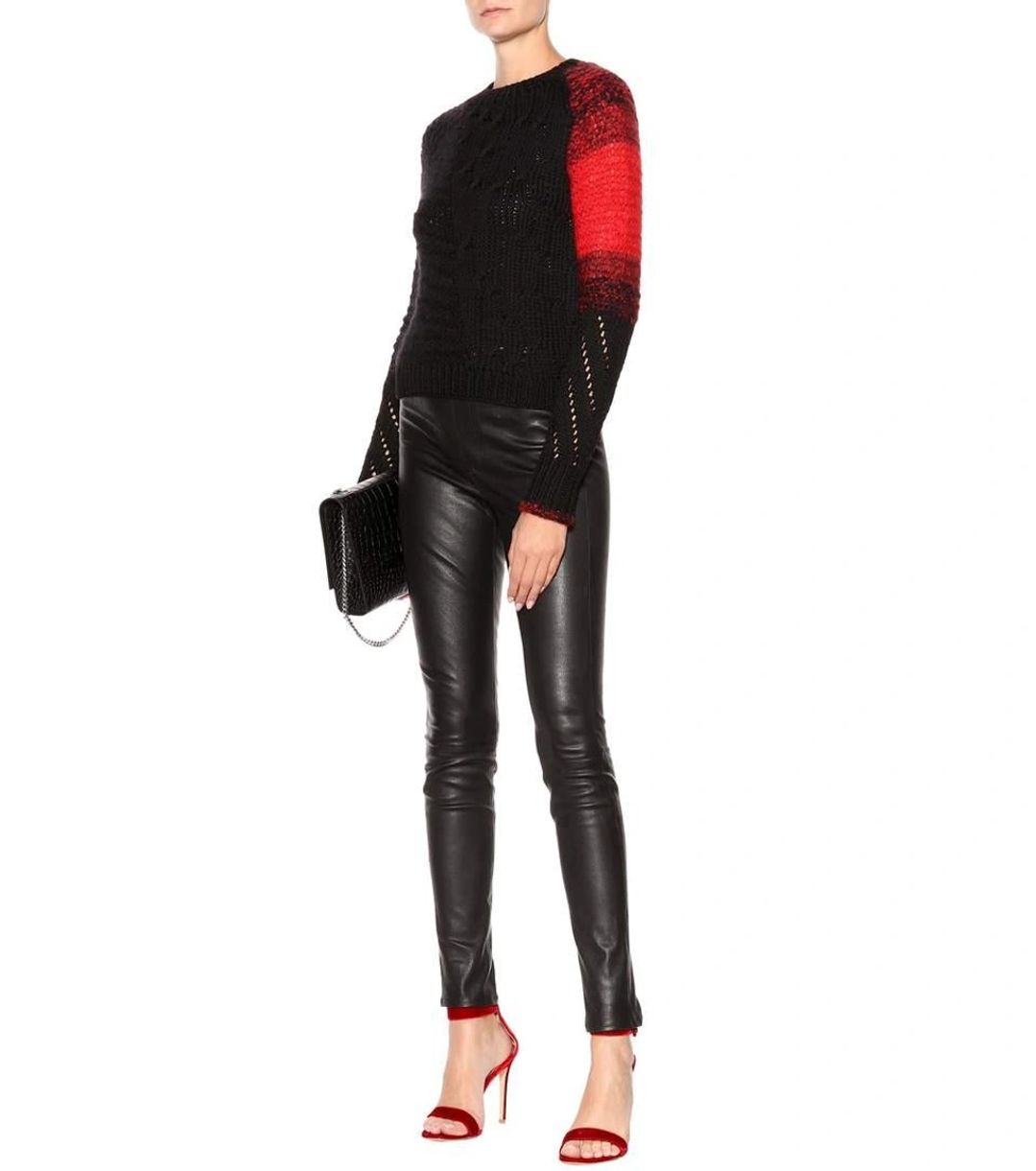 Patchwork Cable-knit Crewneck Wool Sweater In Black #14