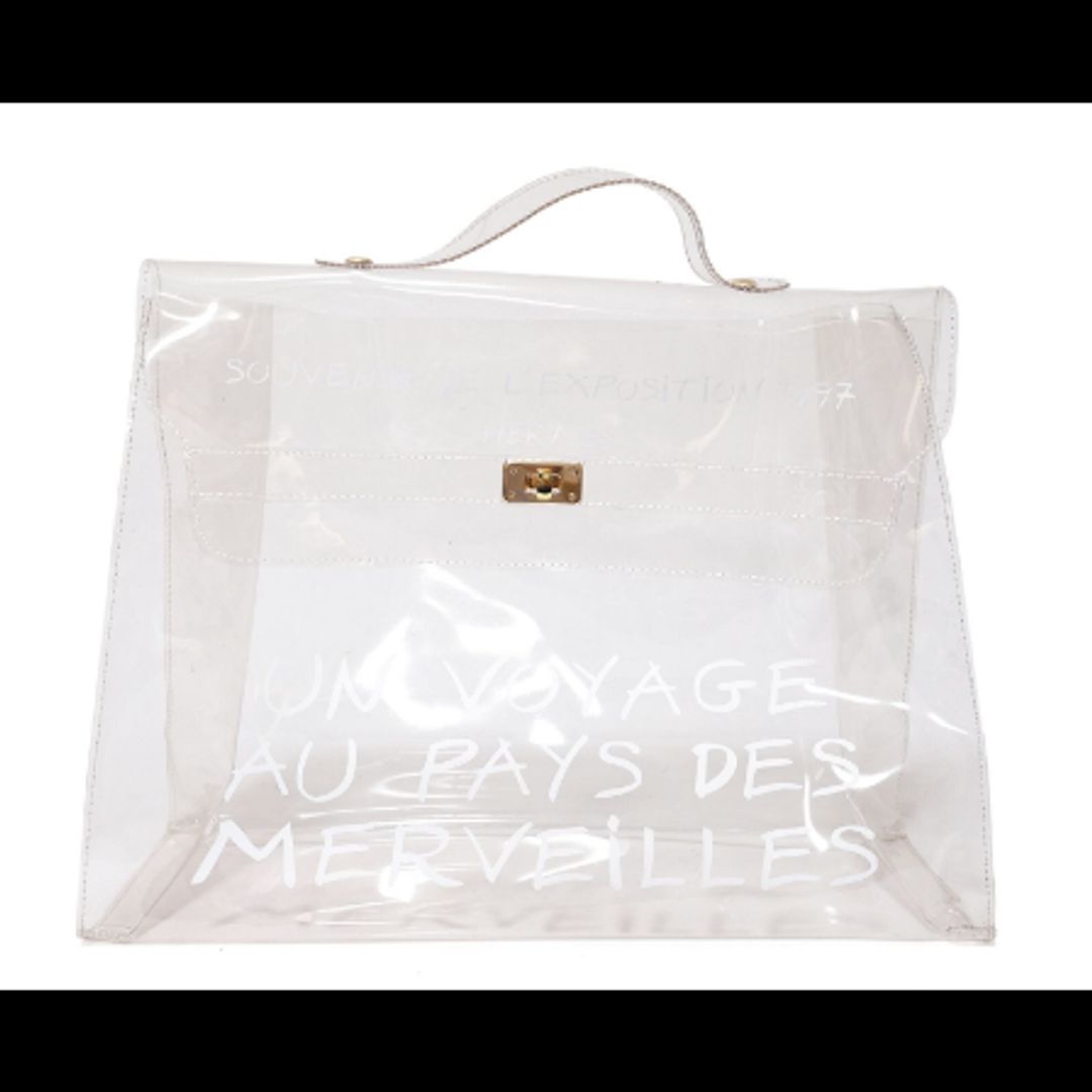HERMES Vinyl Kelly 40 Hand Beach Bag