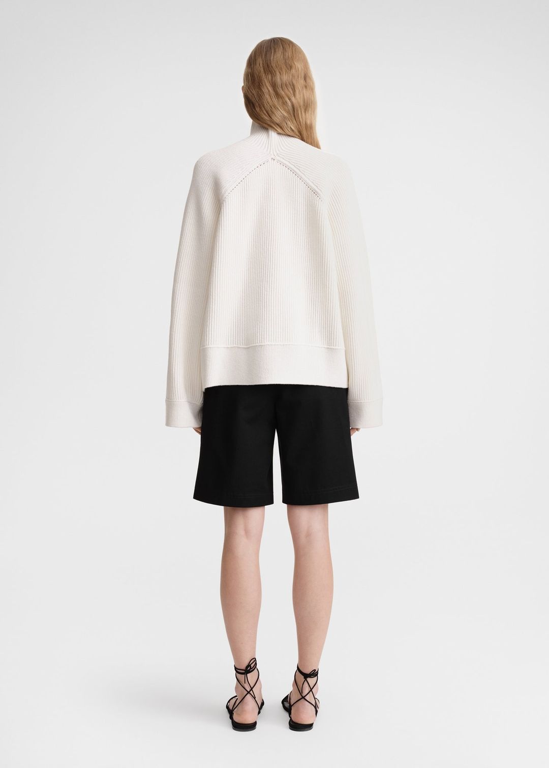 Ribbed chimney-neck knit white #4