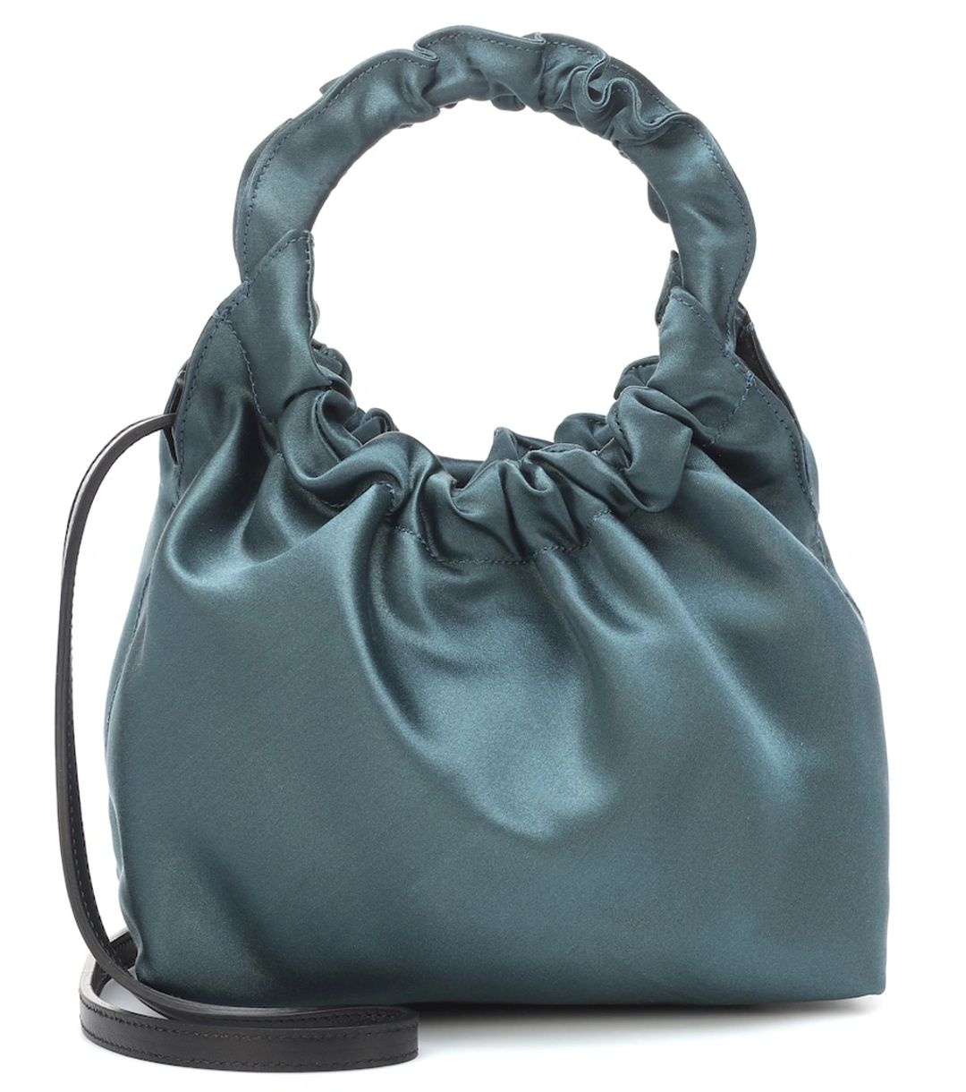 Double Circle Small Satin Tote In Blue