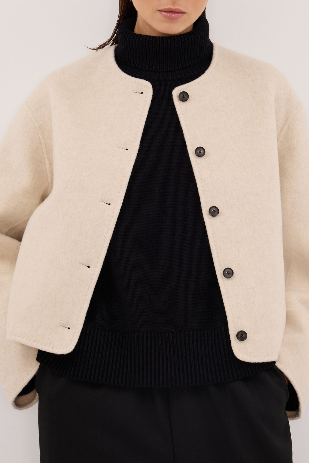JACLYN IVORY MARLE CROPPED WOOL BLEND COAT #5