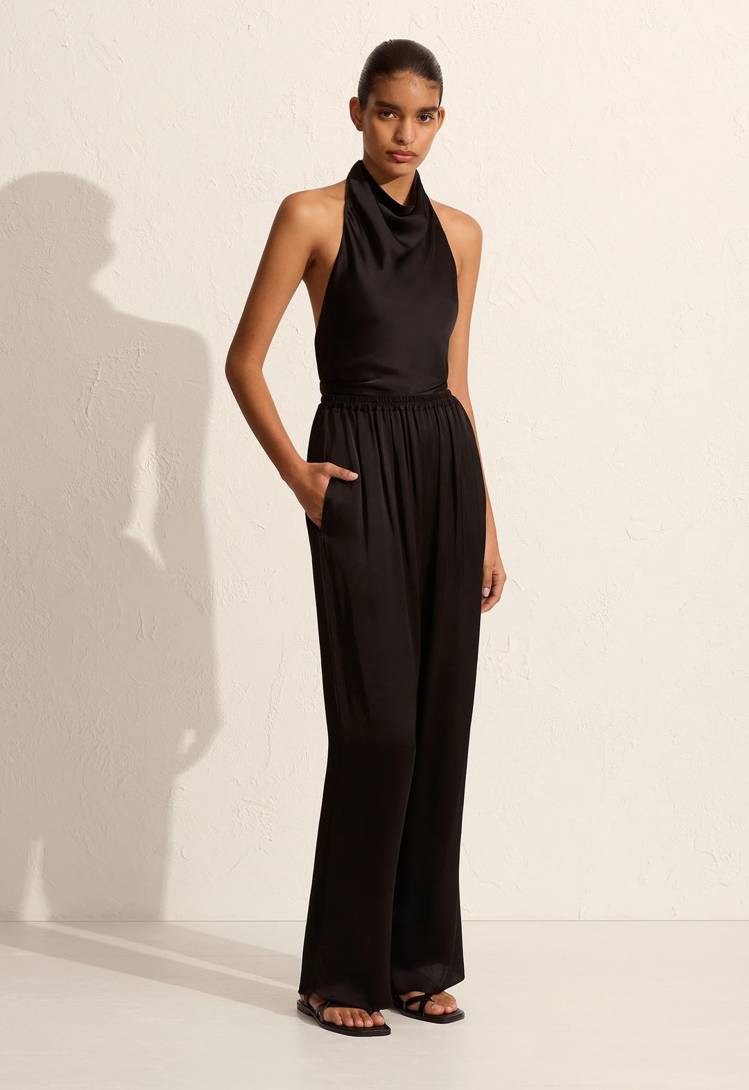 Satin Scarf Blouse - Black #3