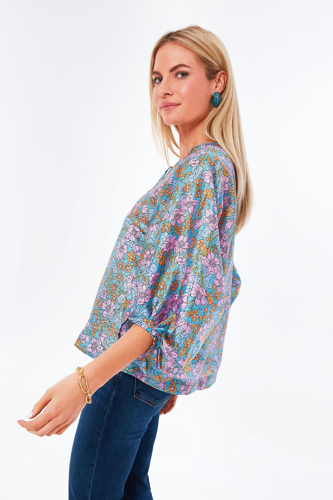 Blue Flowerscape Martha Blouse #3