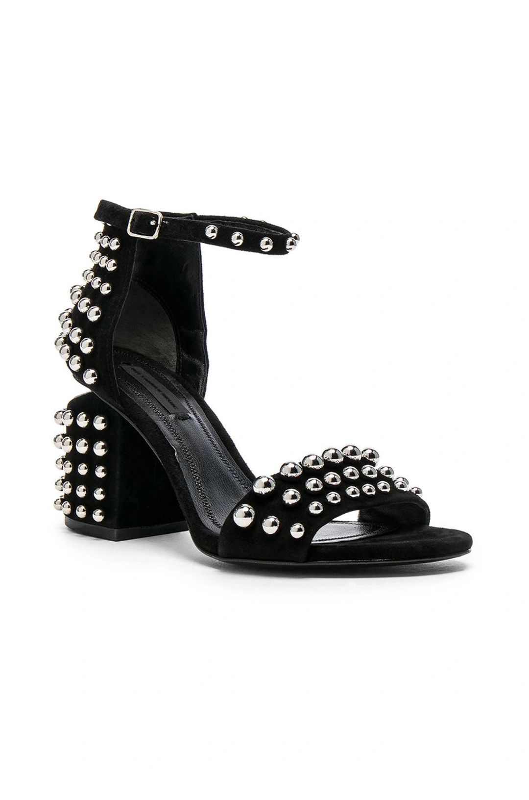 Abby Studded Tilt-heel City Sandal, Clay In Black #17