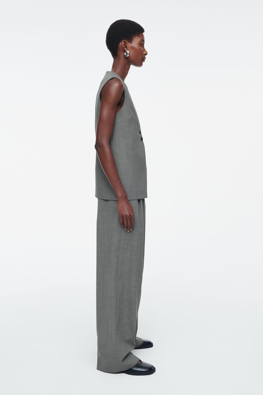 LONGLINE TAILORED TWILL VEST #4