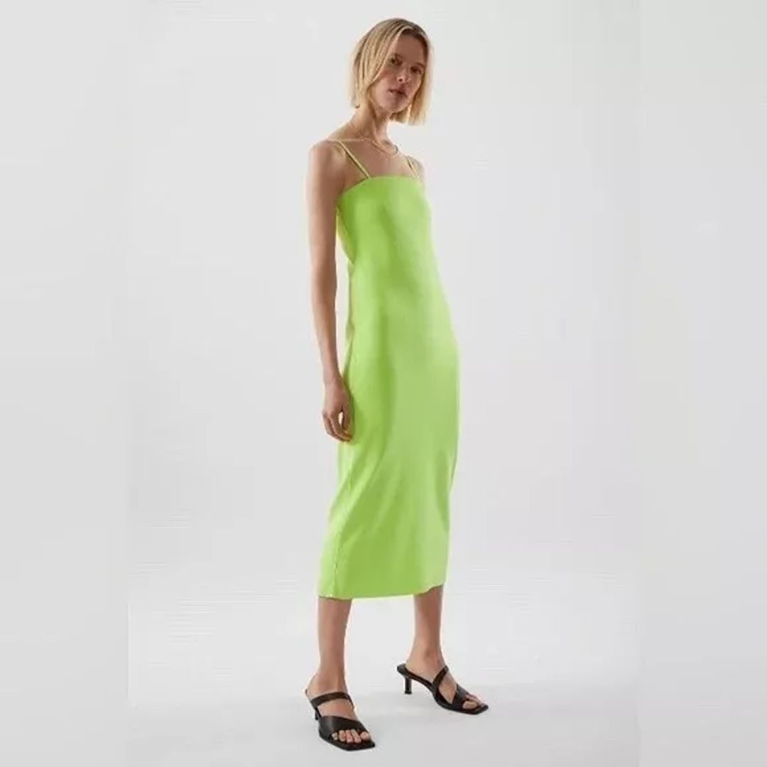 Midi Tube Dress in Neon Green