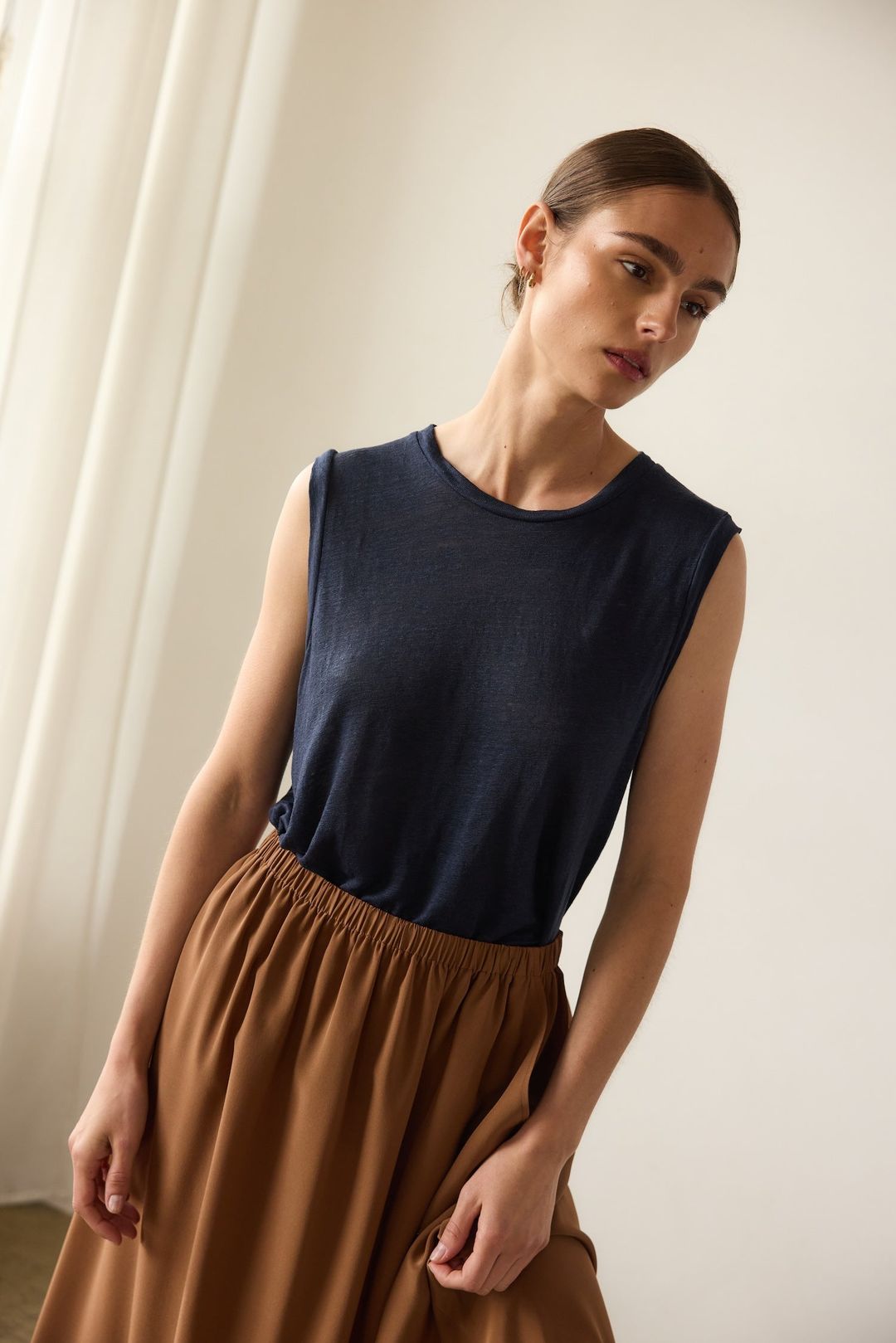The Midi Swing Skirt in Clay #10