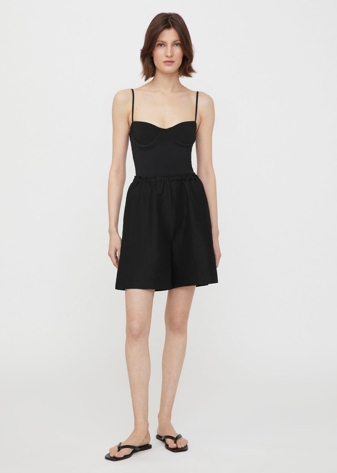 Stretch linen shorts black