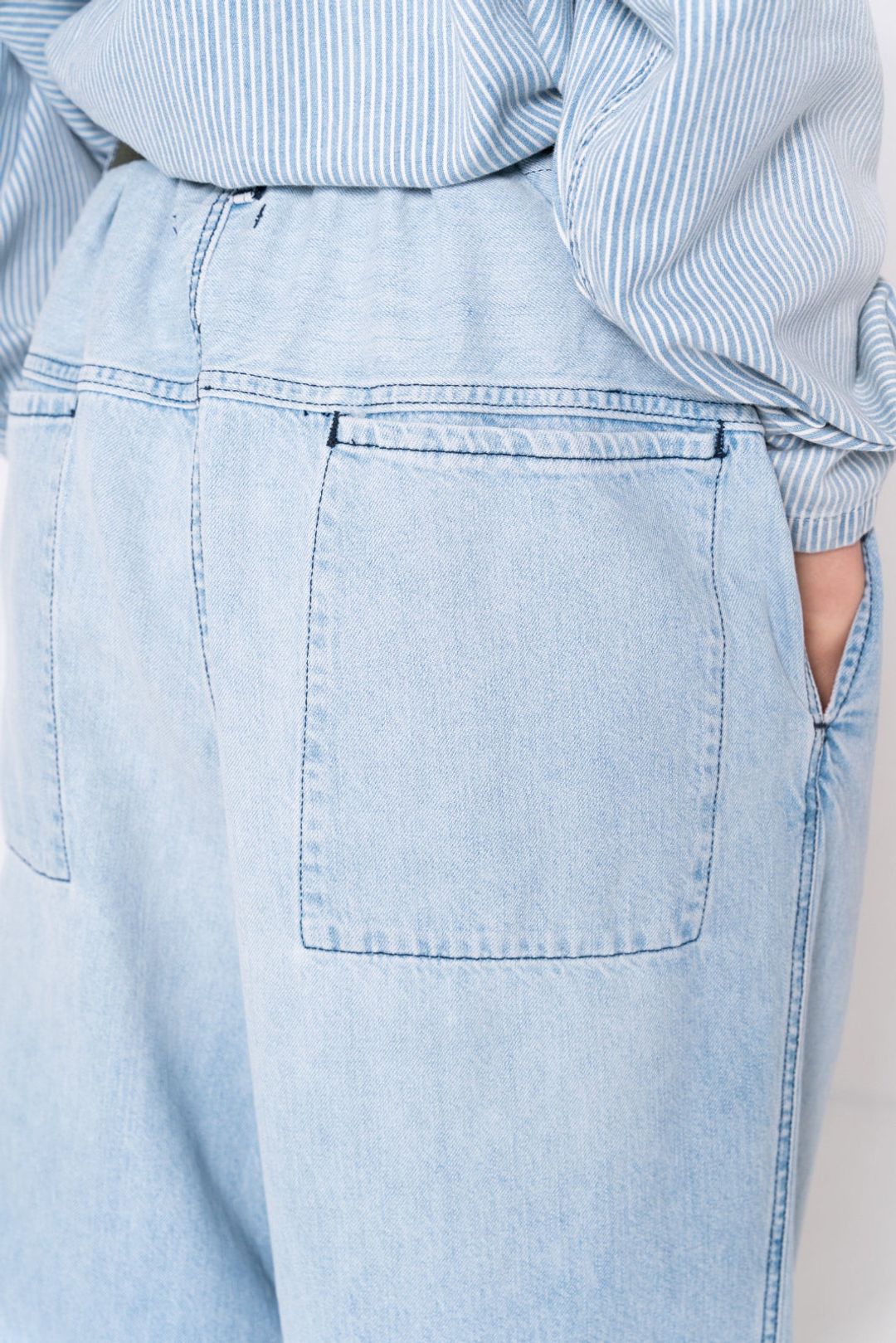 P78 Comfort Denim Stars Embroidery Sunfaded Sky Blue #7