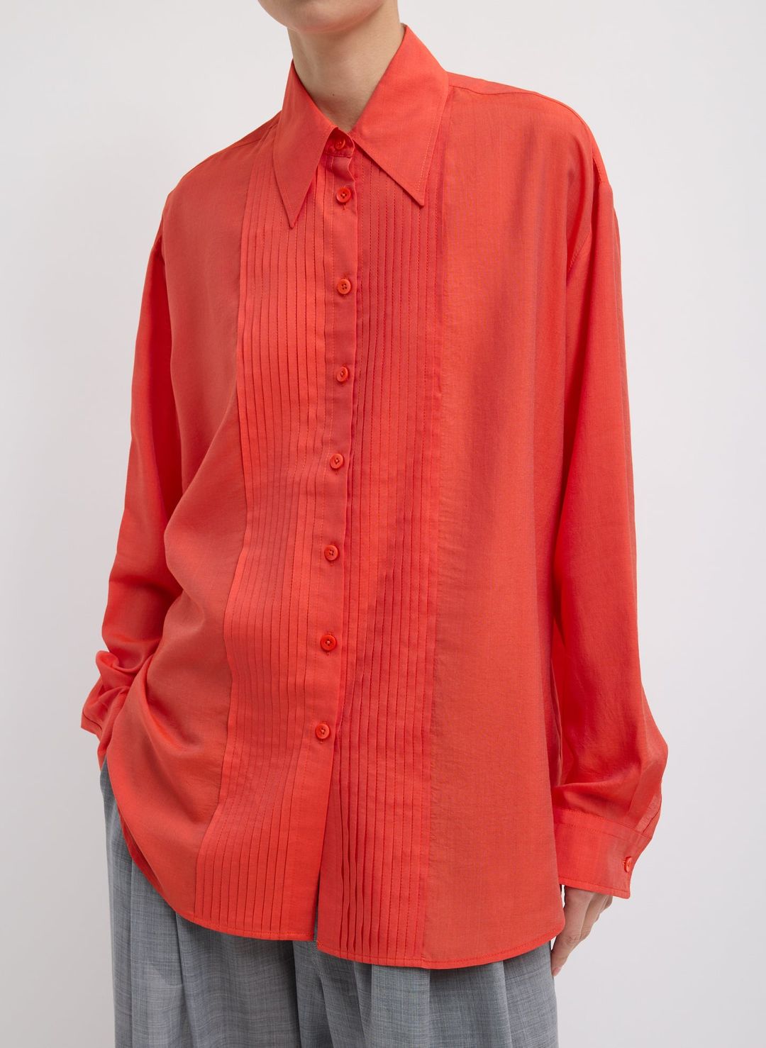 Silk Voile Easy Pintucked Shirt