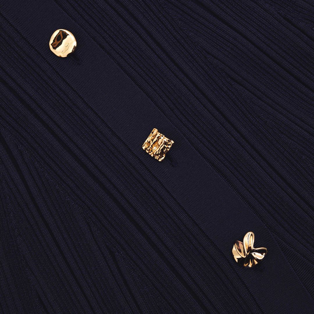 Navy Viscose Knit Midi Dress #5