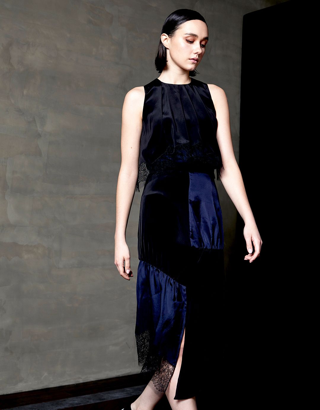 Patchwork Lace Silk Midi Skirt #7