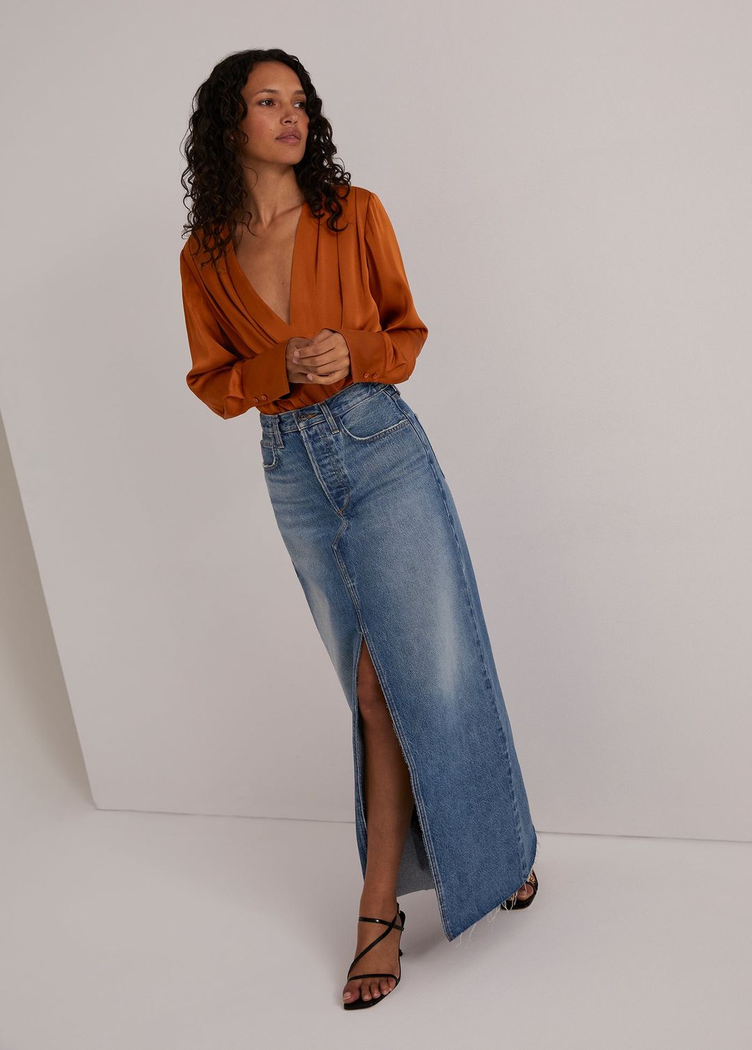 THE SADIE HIGH RISE MAXI A- LINE SKIRT #4