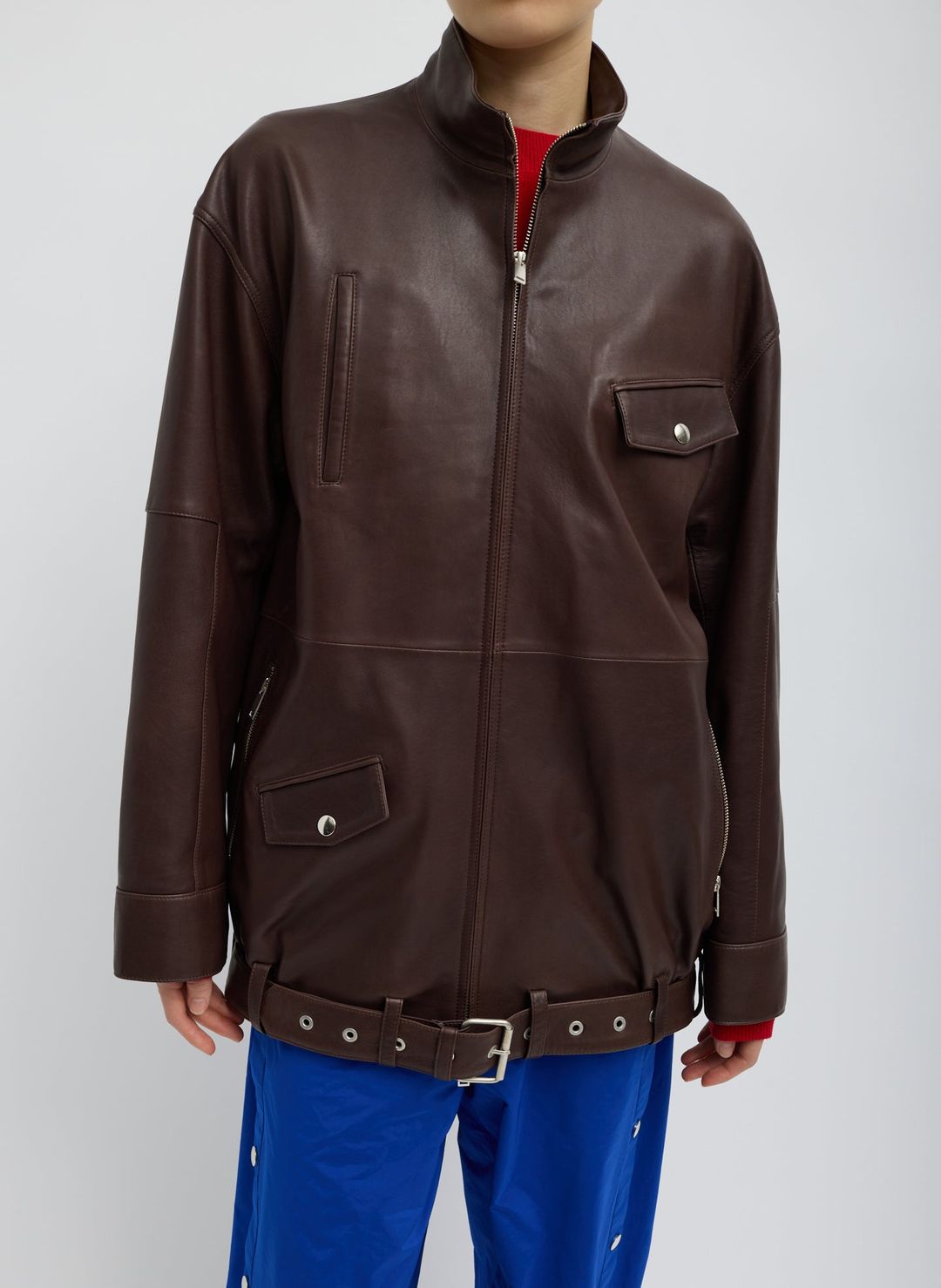 Leather Moto Bomber