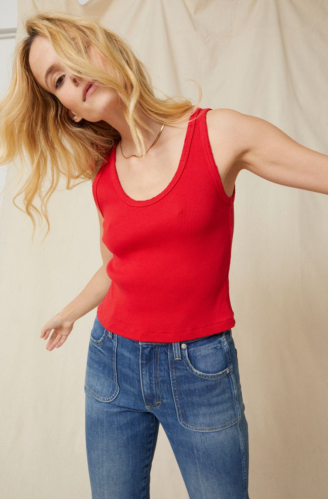 Crop Rib Tank <br> Crimson
