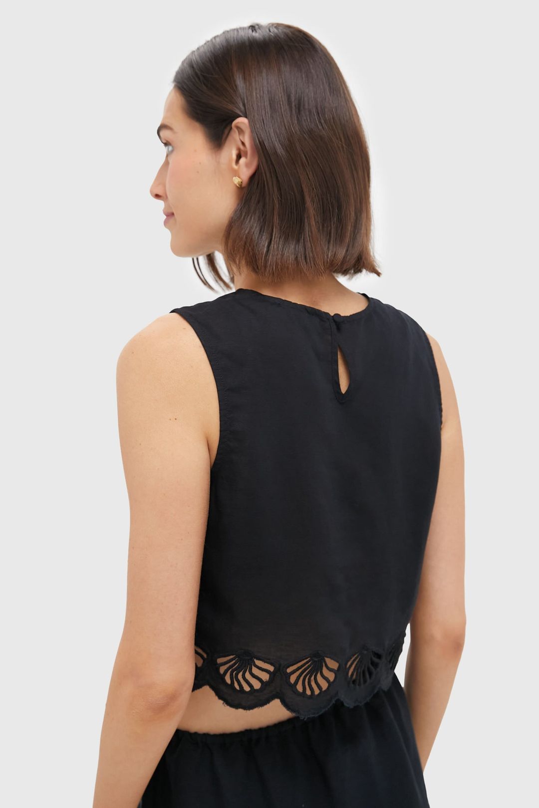 Black Air Linen Scallop Tank #4