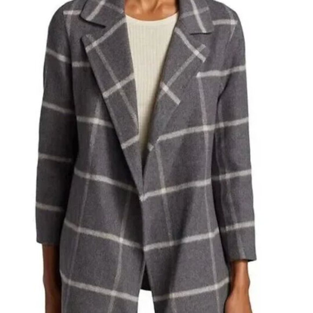 Claire Women's Gray Check Wool Blend Coat #2