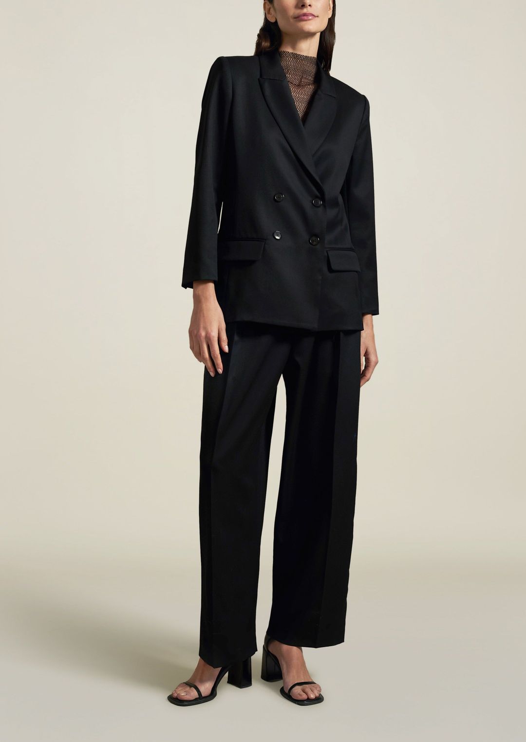 Boxy Tuxedo Blazer in Black