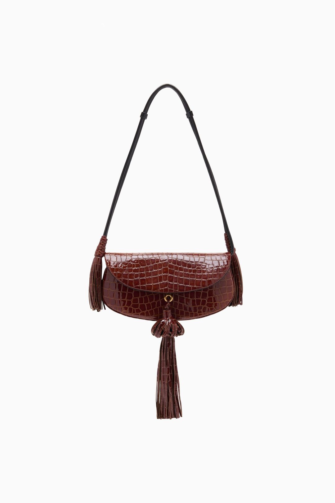 Paloma Tassel Flap Bag - Embossed Chestnut