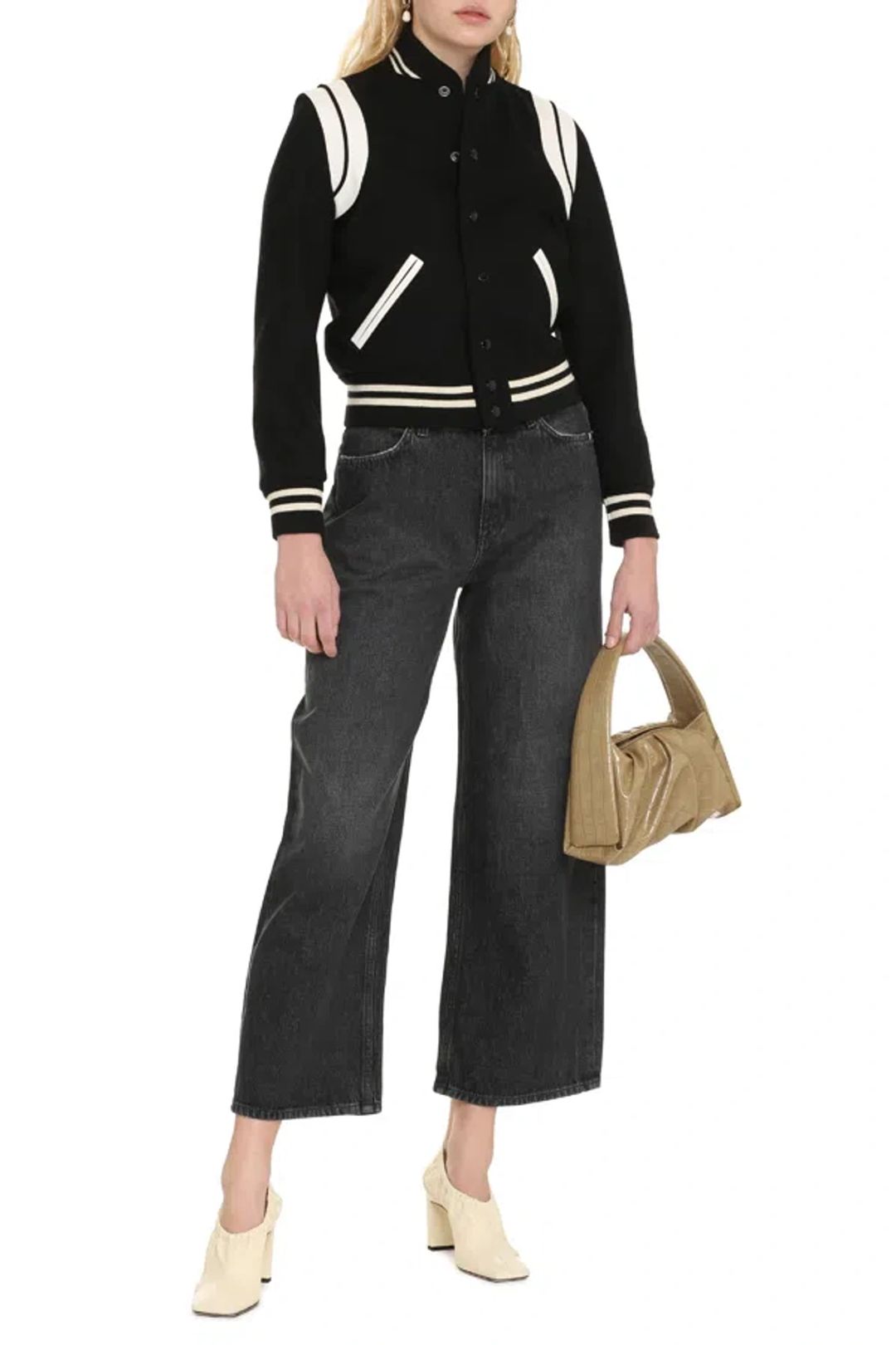 Teddy leather-trimmed recycled wool-blend bomber jacket #20