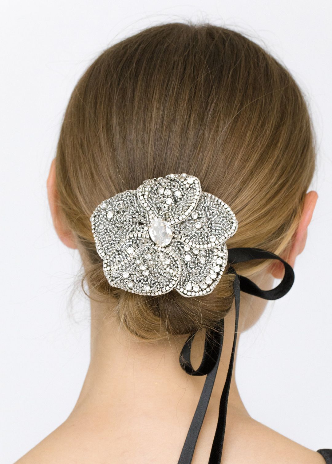 Vanya Ribbon Tie -- Crystal #4