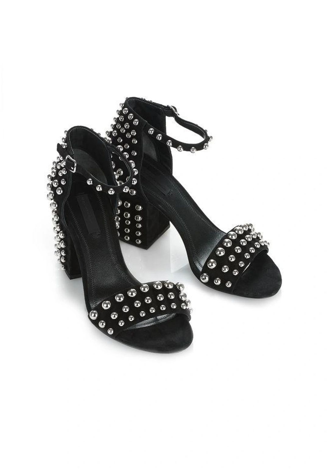 Abby Studded Tilt-heel City Sandal, Clay In Black #4
