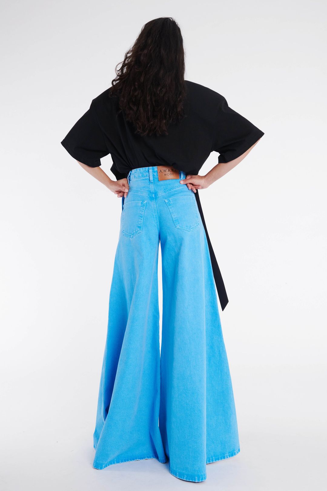 Super Wide Leg Mirror Jeans Bright Blue