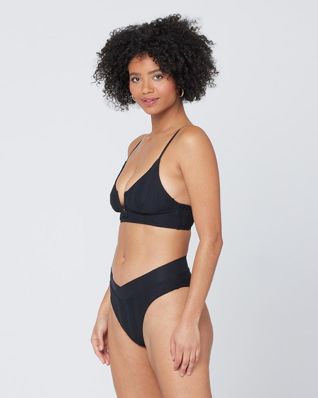 Pointelle Rib Siren Bikini Top - Black #5