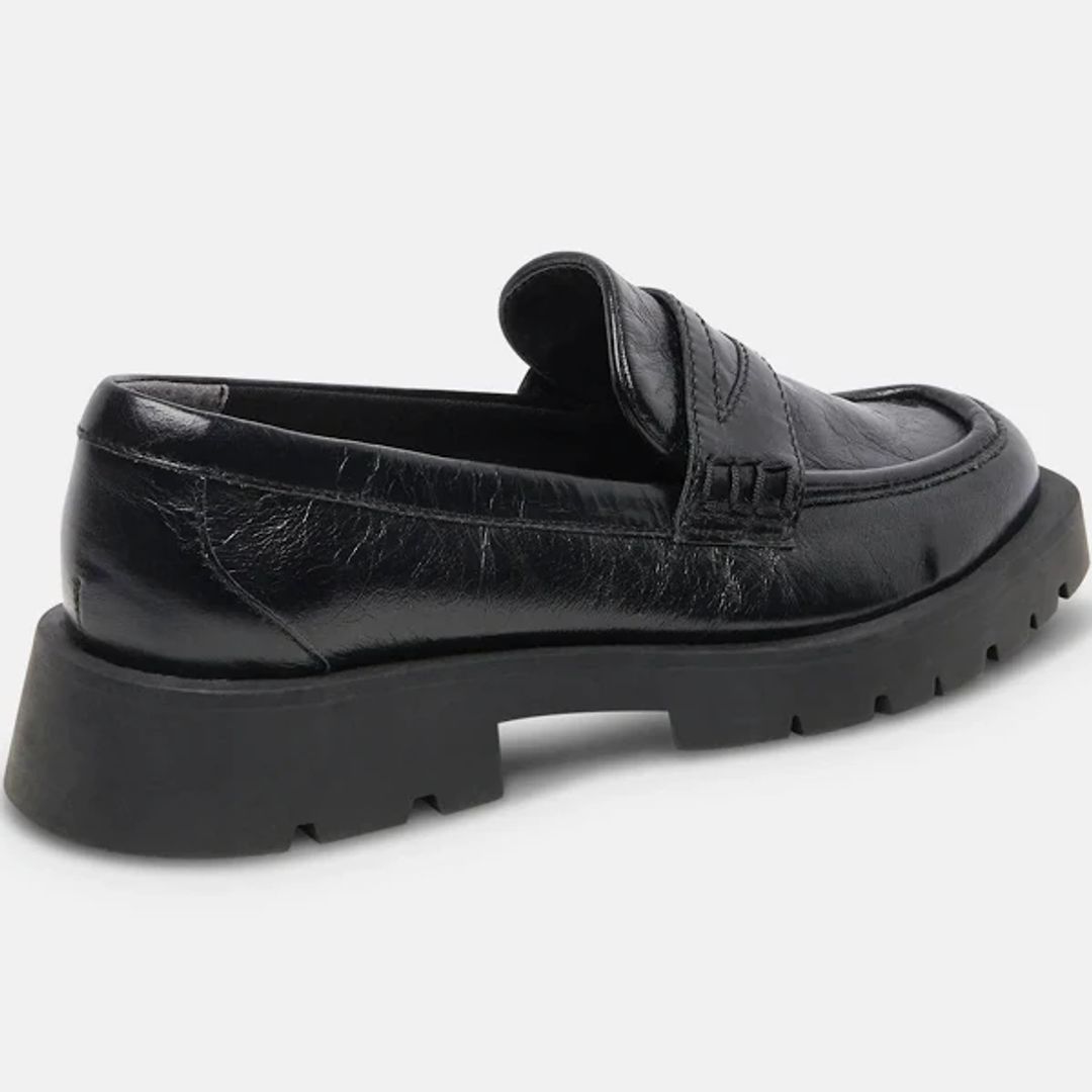 Elias Crinkle Black Leather Chunky Loafers #3