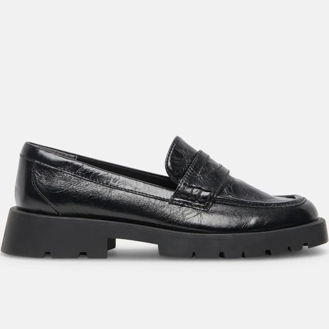 Elias Crinkle Black Leather Chunky Loafers #2