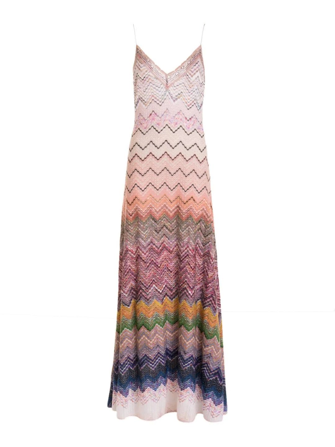 Chevron pattern wool blend long dress