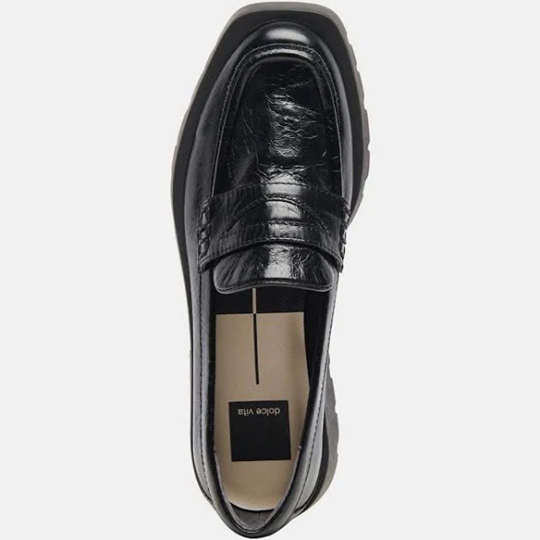 Elias Crinkle Black Leather Chunky Loafers #5